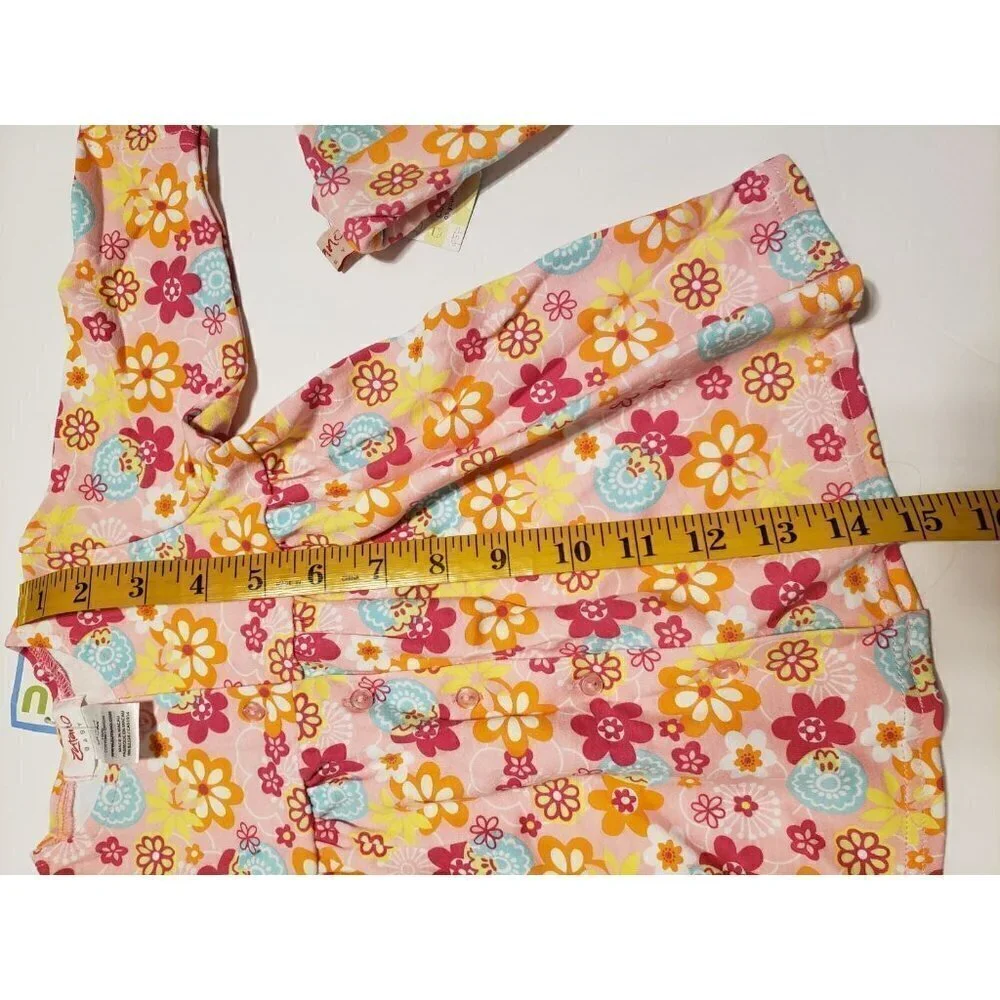 Zutano baby girl 0-6 months long sleeve floral dress and hat